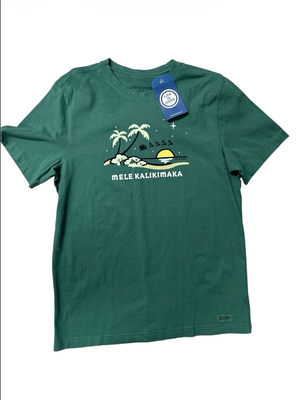 Life Is Good Forest Green 'Mele Kalikimaka' Short-Sleeve Graphic Tee